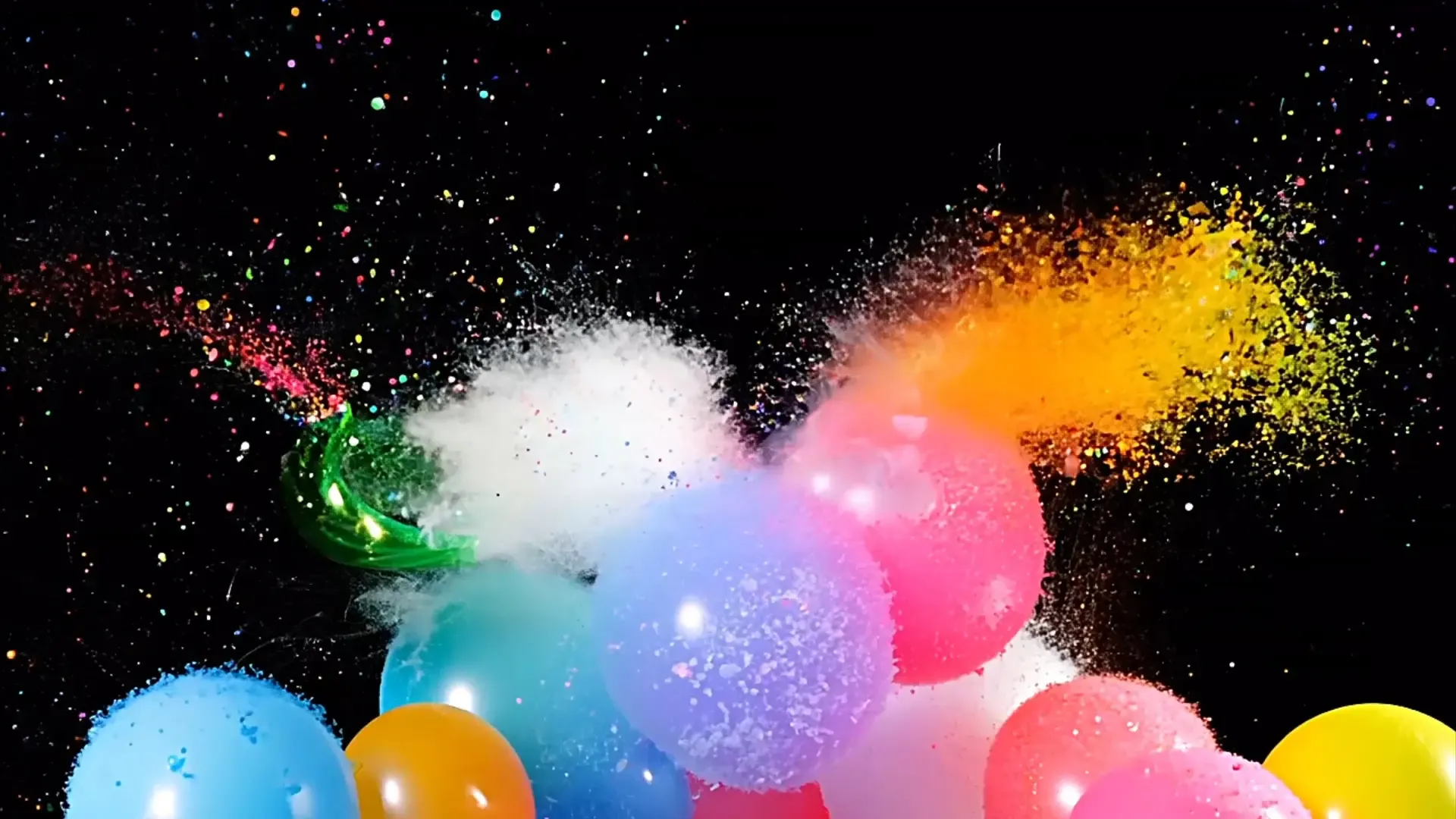 Vibrant Balloon Pop Particle Explosion Overlay for Logo Animation